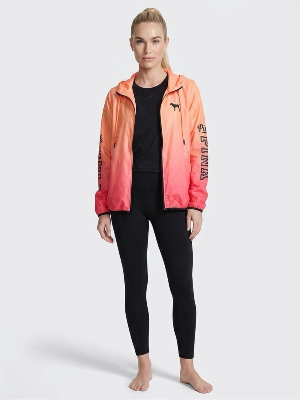 PINK Victoria's Secret Coral to Pink Ombre Bomber Jacket